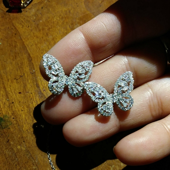 Nwot sterling silver CZ butterfly set marked 925 - Picture 5 of 11